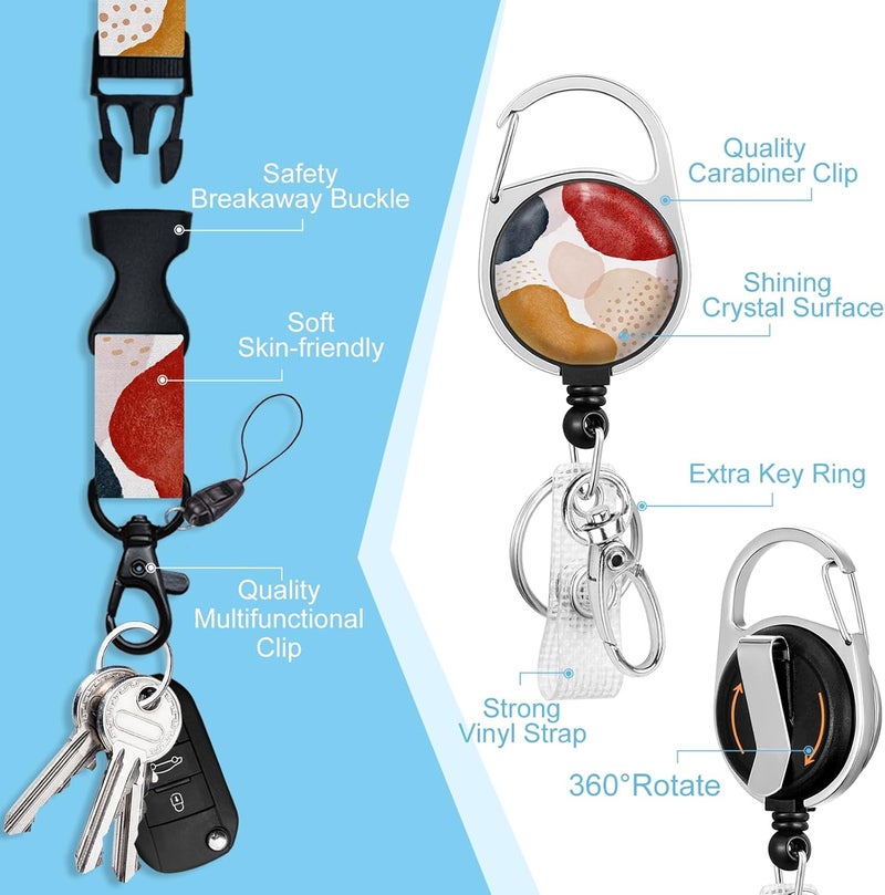 Piefly ID Badge Holder with Breakaway Lanyards, Badge Holder with Retractable Reel Clip, Boho Abstract Art Name Tag Lanyard Vertical ID Card Protector for Women Teacher Nurses Doctor Student - Image 4